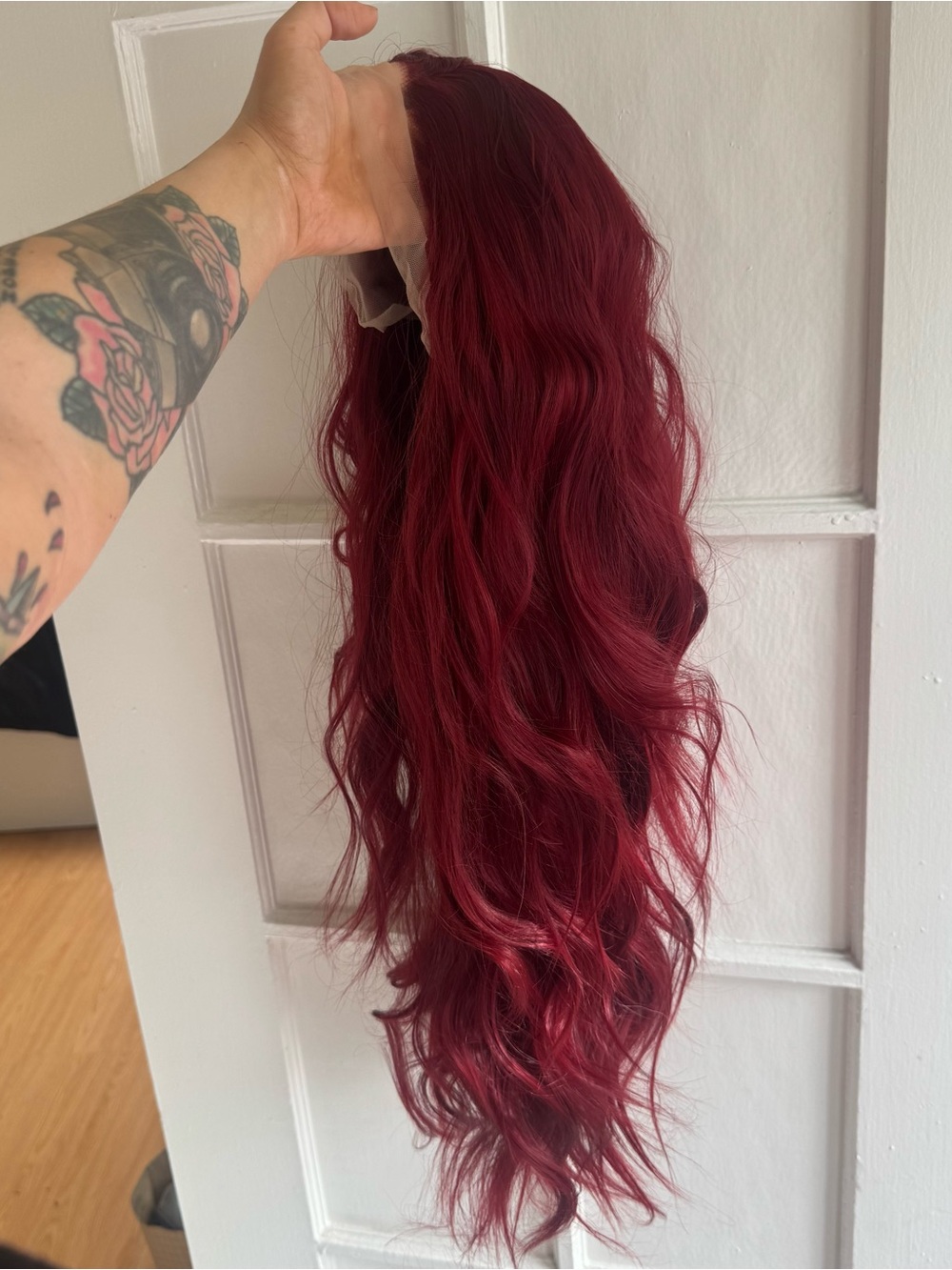 Deep Burgundy long Wavy Lace Front Wig - Women Hair
